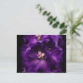 Lila Vintages Delphinium Postkarte (Stehend Vorderseite)