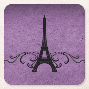 Lila Vintages Französisch Geblüht Paper Untersetze Rechteckiger Pappuntersetzer