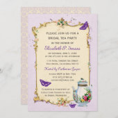 Lila Vintages französisches Brauttee-Party Einladung (Vorne/Hinten)