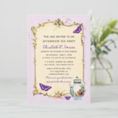 Lila Vintages französisches Tee-Party Einladung (Stehend Vorderseite)