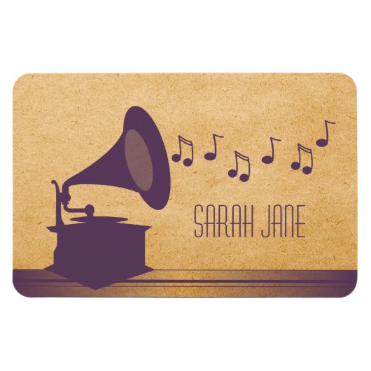 Lila Vintages Gramophon Premium Magnet (Horizontal)