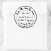 Lila Vintages handgefertigtes Gourmet-Lebensmittel Runder Aufkleber (Tasche)