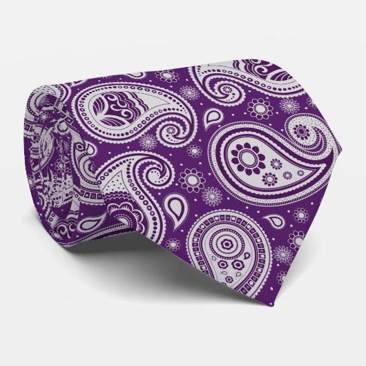 Lila Vintages Paisley-Muster Krawatte (Gerollt)