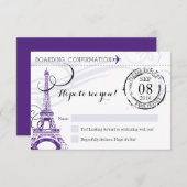 Lila Vintages Paris - Frankreich Geburtstagspartei Einladung (Vorne/Hinten)