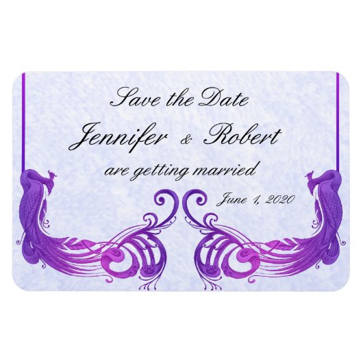 Lila Vintages Pfauenhochzeitmagnet Magnet (Horizontal)