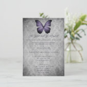 Lila Vintages Schmetterling Damask Probe Dinner Einladung (Stehend Vorderseite)