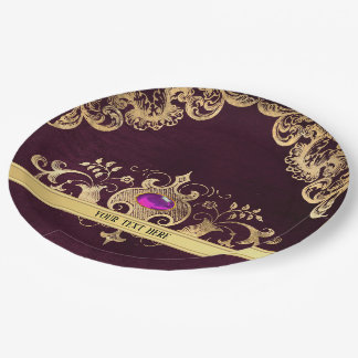 Lila Vintages Verziertes Gold Pappteller