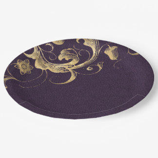 Lila Vintages Verziertes Gold Pappteller