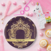 Lila Vintages Verziertes Gold Pappteller (Party)