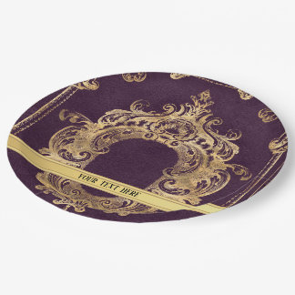Lila Vintages Verziertes Gold Pappteller