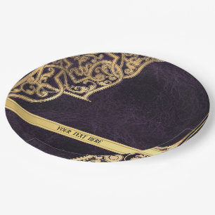 Lila Vintages Verziertes Gold Pappteller