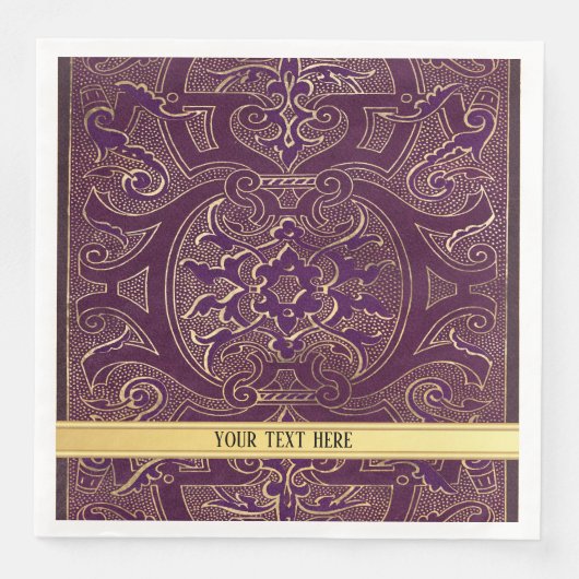 Lila Vintages Verziertes Gold Serviette (Vorderseite)
