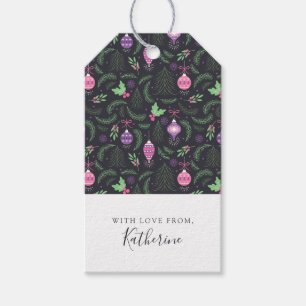 Lila Vintages Weihnachtsverzierungs-Muster Geschenkanhänger