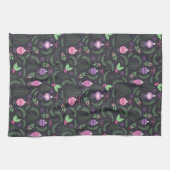 Lila Vintages Weihnachtsverzierungs-Muster Geschirrtuch (Horizontal)