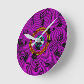 Lila Vinyl Disk Textur Muster Runde Wanduhr (Winkel)