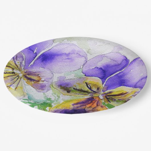 Lila Viola Blume Musterpapierplatte Party Pappteller (Schrägansicht)