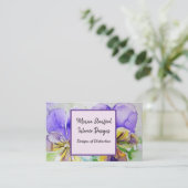 Lila Viola Blume Watercolor Business Card Visitenkarte (Stehend Vorderseite)