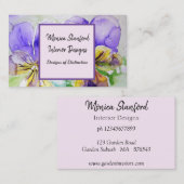 Lila Viola Blume Watercolor Business Card Visitenkarte (Vorne/Hinten)