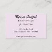 Lila Viola Blume Watercolor Business Card Visitenkarte (Rückseite)