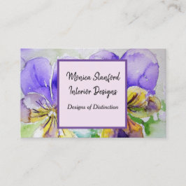 Lila Viola Blume Watercolor Business Card Visitenkarte