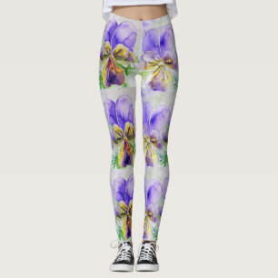 Lila Viola Floral Blume Aquarell Leggings