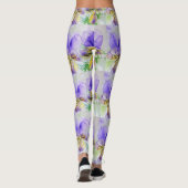 Lila Viola Floral Blume Aquarell Leggings (Rückseite)