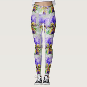 Lila Viola Floral Blume Aquarell Leggings