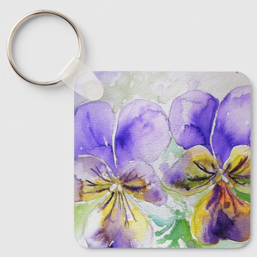 Lila Viola Floral Blume Aquarellmalerei Ke Schlüsselanhänger (Vorderseite)