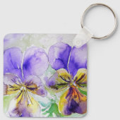 Lila Viola Floral Blume Aquarellmalerei Ke Schlüsselanhänger (Rückseite)