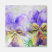 Lila Viola Floral Blume Aquarellmalerei Magnet (Vorne)