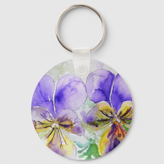 Lila Viola Floral Blume Aquarellmalerei Schlüsselanhänger (Vorderseite)