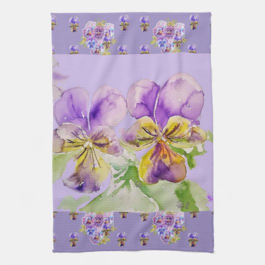 Lila Viola Lavender Watercolor Blume Geschirrtuch (Vertikal)