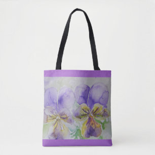 Lila Viola Pansy Blume Floral Tote Bag Tasche