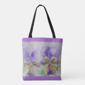 Lila Viola Pansy Blume Floral Tote Bag Tasche (Rückseite)