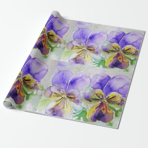 Lila Viola Pansy Blume Watercolor Wrapper Geschenkpapier