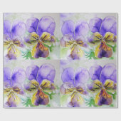 Lila Viola Pansy Blume Watercolor Wrapping Geschenkpapier (Flach)