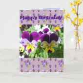 Lila Viola Pansy Hübsch Garden Foto Kunst Karte (Gelbe Blume)