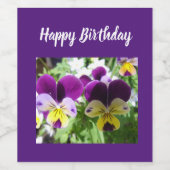 Lila Viola Pansy Hübsche Blume Blumenkarte Weinetikett (Einzelnes Label)