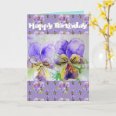 Lila Viola Pansy Kunstrasenkarte Karte (Gelbe Blume)