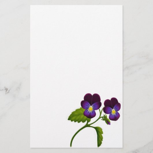 Lila Viola-Pansy-Staate Briefpapier (Vorderseite)