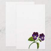 Lila Viola-Pansy-Staate Briefpapier (Vorne/Hinten)