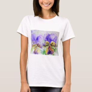 Lila Viola Pansy Wasserfarbenmalerei T Shirt