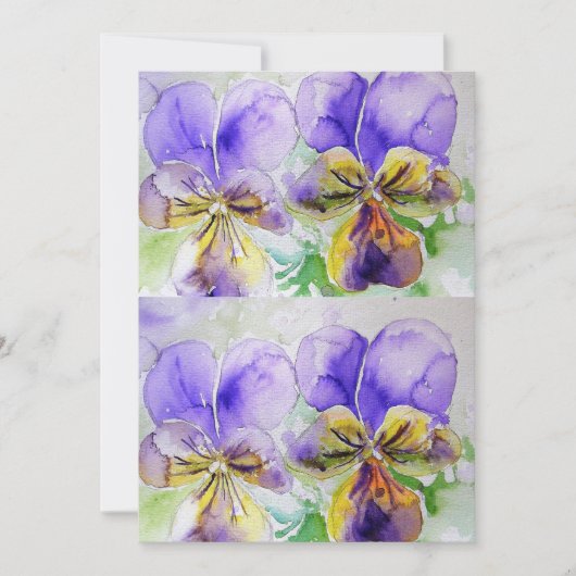 Lila Viola Pansy Watercolor Geburtstagsfeier Einla Einladung (Vorderseite)