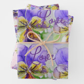 Lila Viola Stiefmütterchen Blume Wasserfarben Lieb Geschenkpapier Set (Beispiel)