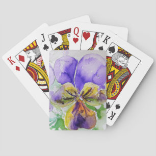 Lila Viola-Wasserfarben-Blumen-Kartenspiel-Set Spielkarten