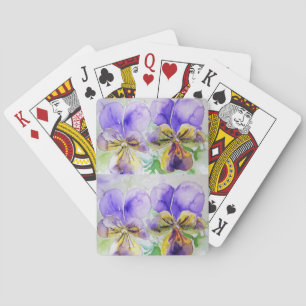 Lila Viola-Wasserfarben-Blumen-Kartenspiel-Set Spielkarten