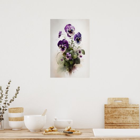 Lila Violas Blume Art Print Poster (Küche)