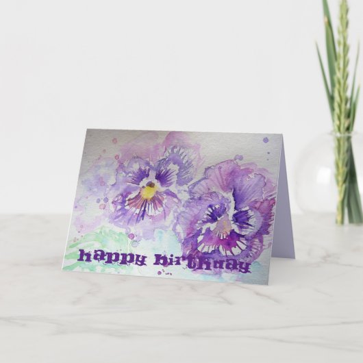 Lila Violas Pansy Watercolor Kunstmuseum Karte (Vorderseite)