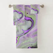 Lila Violet Abstrakt Art Fluid Marbella Badhandtuch Set (Insitu)