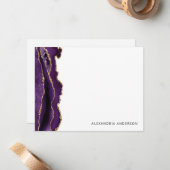 Lila Violet Agate Gold Glitzer Glam Marble Geode Mitteilungskarte (Vorderseite/Rückseite Beispiel)